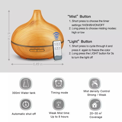 500ml 5 In 1 Ultrasonic Essential Oil Diffuser DC 24V With Remote Control